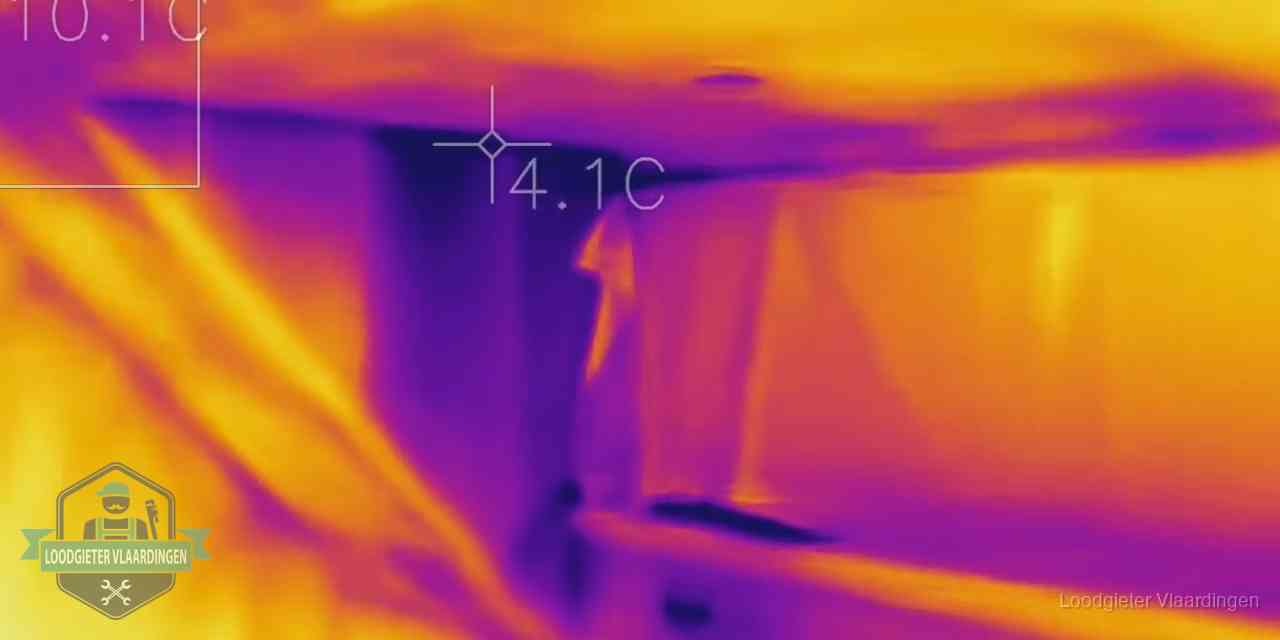Warmtebeeldopname van een vloerconstructie tijdens lekdetectie in Vlaardingen